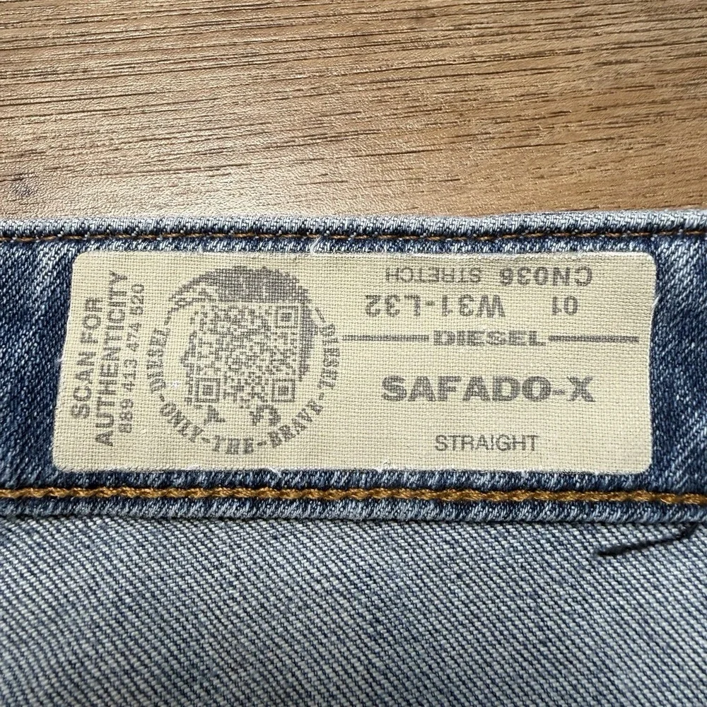 Diesel Safado Jeans Men 31x30 Blue Slim Straight Stretch Distress CN036 (Hemmed)